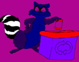 Coloring page Raccoon recycling painted byalison