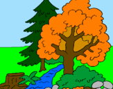 Coloring page Forest painted byll