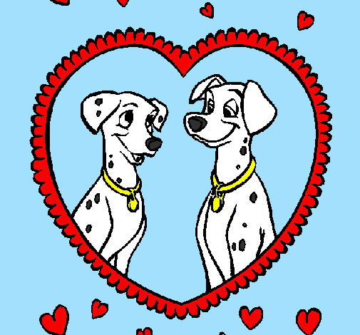 Coloring page Dalmatians in love painted byrachele