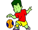Coloring page Little boy dribbling ball painted bymario