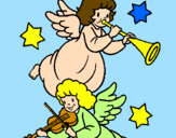 Coloring page Musical angels painted byMarga