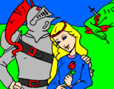 Coloring page Saint George and Princess painted bypeter