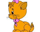 Coloring page Cat with bow painted byMafalda