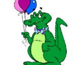 Coloring page Crocodile with balloons painted byTay