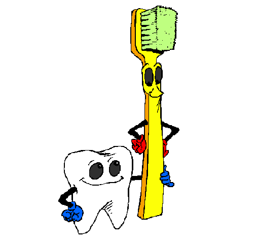 Coloring page Tooth and toothbrush painted bymacy
