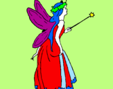 Coloring page Fairy with long hair painted byleslie sarhi