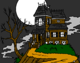 Coloring page Haunted house painted byanonymous