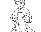 Coloring page Chinese girl painted byyuan