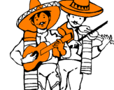 Coloring page Mariachi musicians painted bypablo