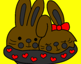 Coloring page Rabbits in love painted byfany