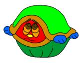 Coloring page Scared turtle painted byJo-Jo