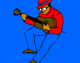 Coloring page Guitarist wearing hat painted bycarlos