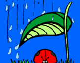 Coloring page Ladybird sheltering from rain painted byGabby