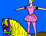 Coloring page Trapeze artist on a horse painted byLily horse and Lily