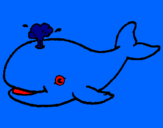 Coloring page Whale shooting out water painted by                        ç