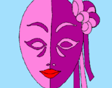Coloring page Italian mask painted bypom-pom,flufy,