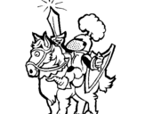 Coloring page Knight raising his sword painted byt