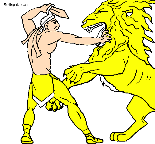 Gladiator versus a lion