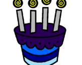 Coloring page Cake with candles painted bychofitas