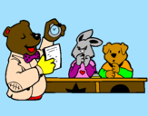 Coloring page Bear teacher and his students painted bymaria