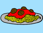 Coloring page Spaghetti with meat painted byPasta & Meatballs