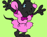 Coloring page Rat wearing dress painted byCandie
