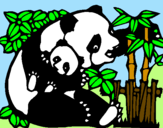 Coloring page Panda mother painted byfortesa