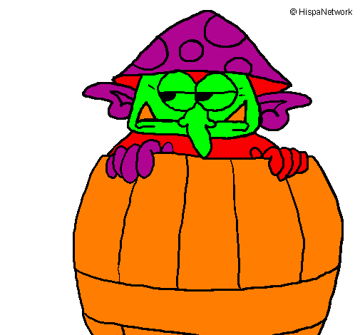 Coloring page Goblin in a barrel painted bymax