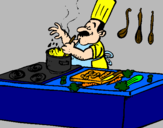 Coloring page Cook in the kitchen painted bymichele