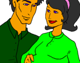 Coloring page Father and mother painted bygenesis