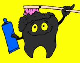 Coloring page Tooth cleaning itself painted byANDRIS