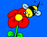 Coloring page Bee and flower painted byrodolfo