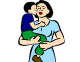 Coloring page Motherly kiss painted byGrammy Sheila