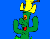 Coloring page Cactus with hat painted bynórá