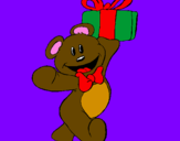 Coloring page Teddy bear with present painted bylucasnr