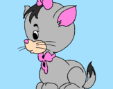 Coloring page Cat with bow painted bysofia