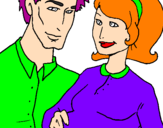 Coloring page Father and mother painted bymom,dad.