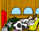Coloring page Cows in the stable painted bySammy
