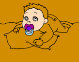 Coloring page Baby playing painted byMOG