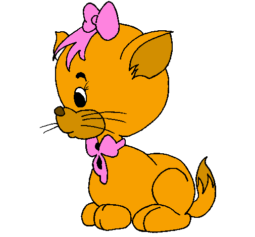 Coloring page Cat with bow painted bylove Elizabeth