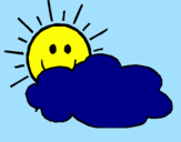 Coloring page Sun and cloud painted byKAREN
