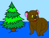 Coloring page Bear and fir tree painted by  anna rose