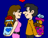 Coloring page Couple in love painted bykrn