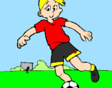 Coloring page Playing football painted byrebecca