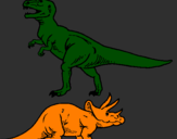Coloring page Triceratops and Tyrannosaurus rex painted bybig-bog