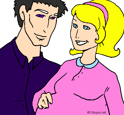 Coloring page Father and mother painted bymom dad
