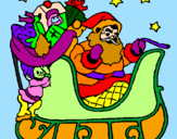 Coloring page Father Christmas in his sleigh painted bymarta