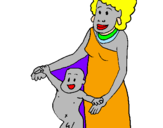 Coloring page Mother and son from Guinea painted byllooolla
