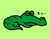 Coloring page Sleeping crocodile painted byMiyu