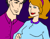Coloring page Father and mother painted byalba